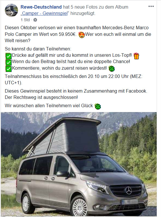 Facebook-Gewinnspiel auf https://www.facebook.com/CampingfreundeDeutschland/