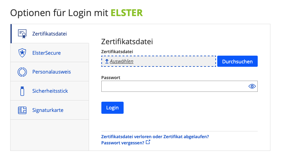 ELSTER Anmeldung